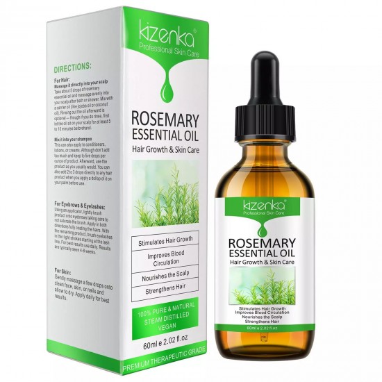 Rosemary Oil for Hair Growth, Eyebrow Eyelash Growth Skin Care 100% Pure Natural - 60ml